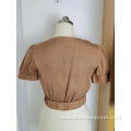 Hot Selling Women's V-Neck Brown Top